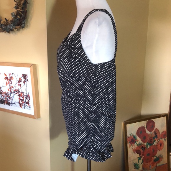 LANDS END size 12 D PolkaDot PolkaDot Tankini Bathing Swimsuit Top Retro BraCup - Picture 4 of 13